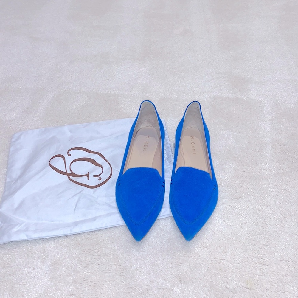 M. Gemi Italian blue suede pointy flats